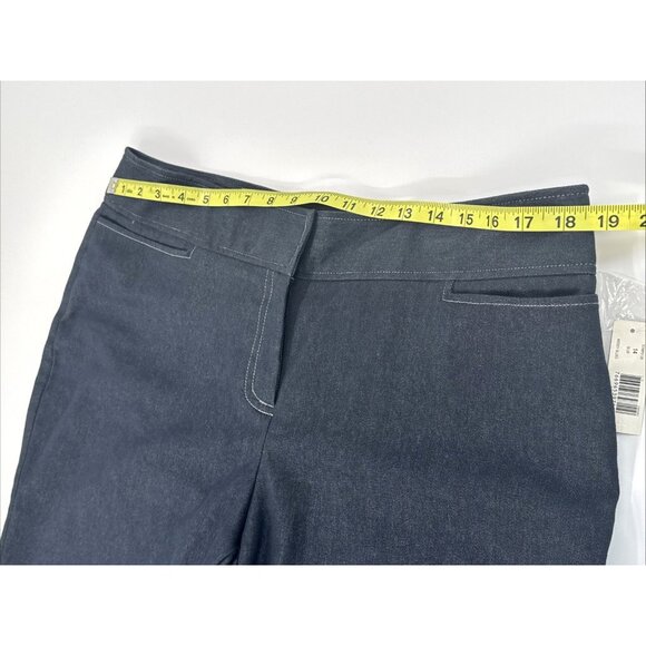 New Directions Pants Womens 14 Blue Relaxed Cropped High Rise Slim Stretch NEW - Picture 6 of 9